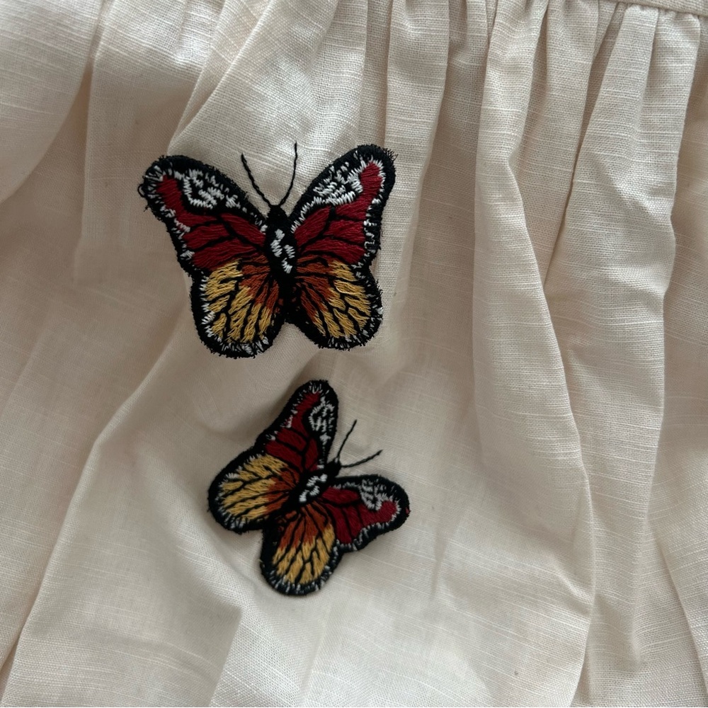 Agua by Agua Bendita Lima Monarca Crema Linen Maxi butterfly Dress, small - Picture 11 of 12